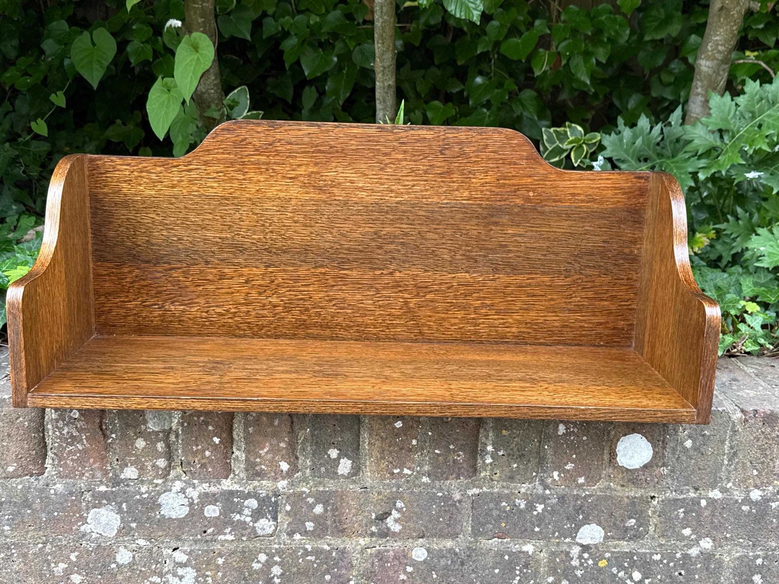 photo vinterior Vintage Oak Book Trough Bookstand Bookshelf Shelf Rustic Country Storage