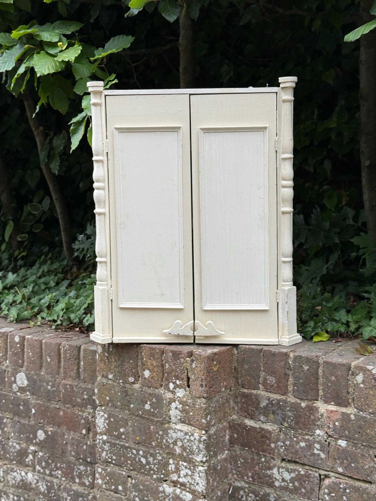 Unusual And Unique Antique Painted Corner Cabinet, Mirrored Wall Cupboard Rustic Decor And Art photo furniture