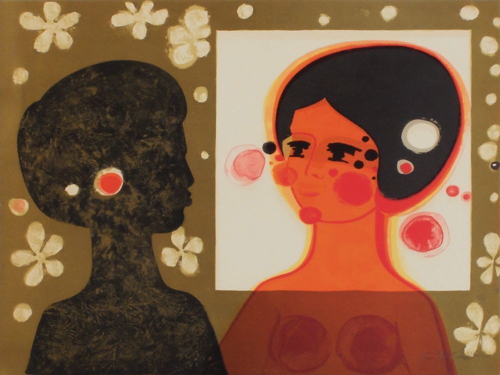 Frédéric Menguy Signed Lithograph 1975   Les Angéliques   La Confrontation I