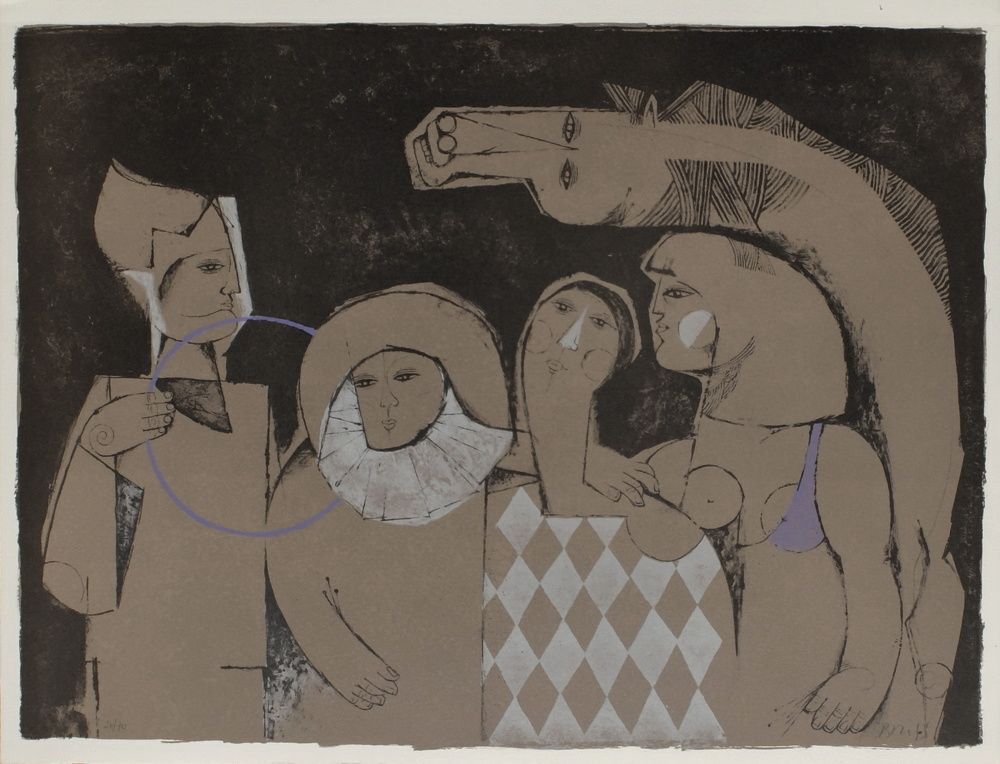 Samy Briss Gesigneerde Litho Les Saltimbanques La Noce 1977