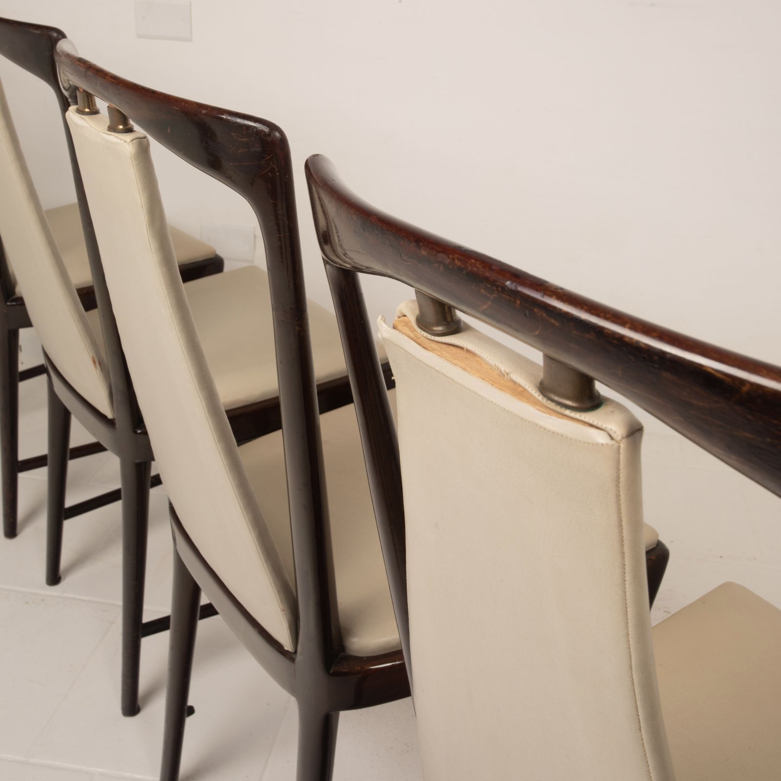 Osvaldo Borsani Mid Century Italian Mahogany Stained Dining Chairs For Abv 1950 photo buy