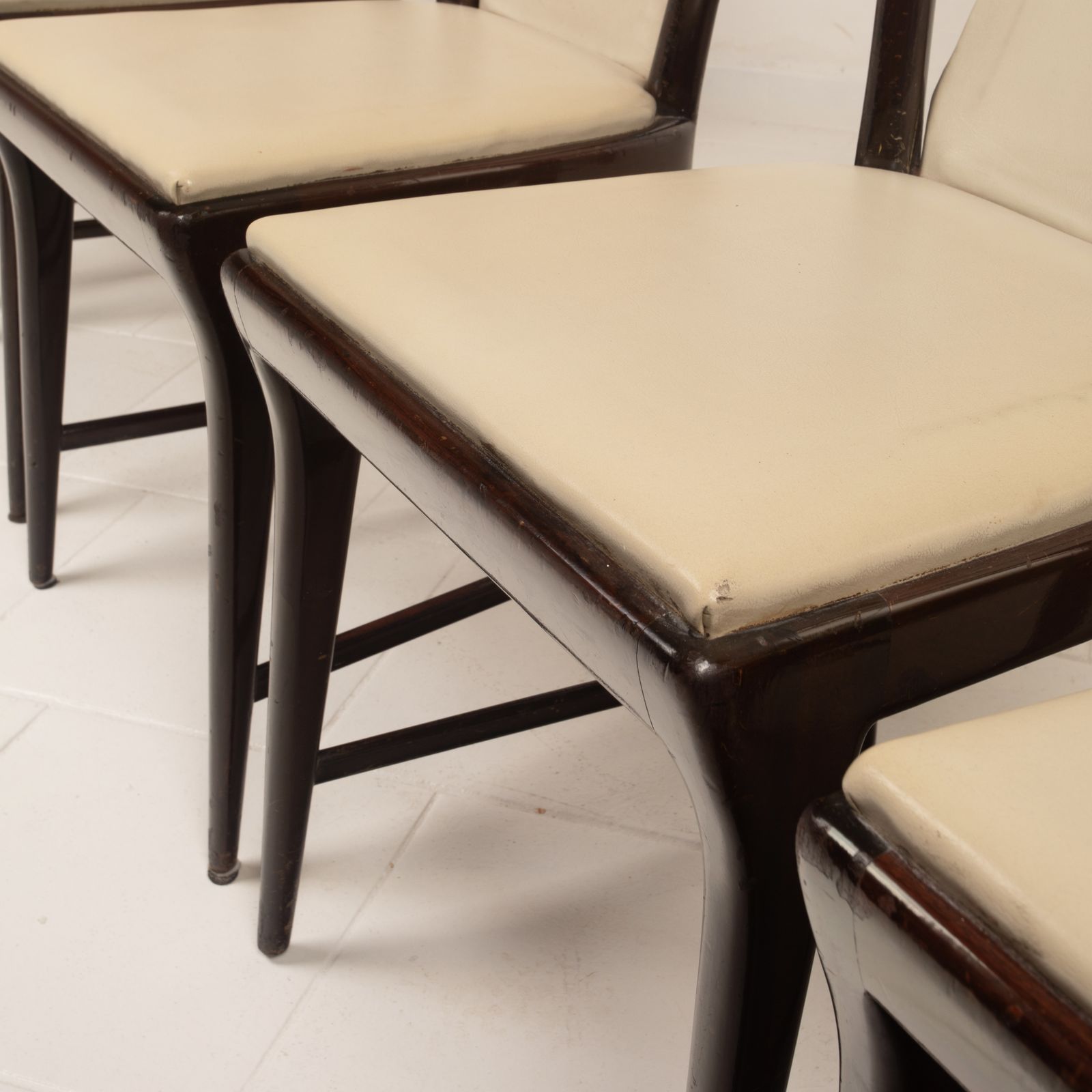 photo furniture Osvaldo Borsani Mid Century Italian Mahogany Stained Dining Chairs For Abv 1950