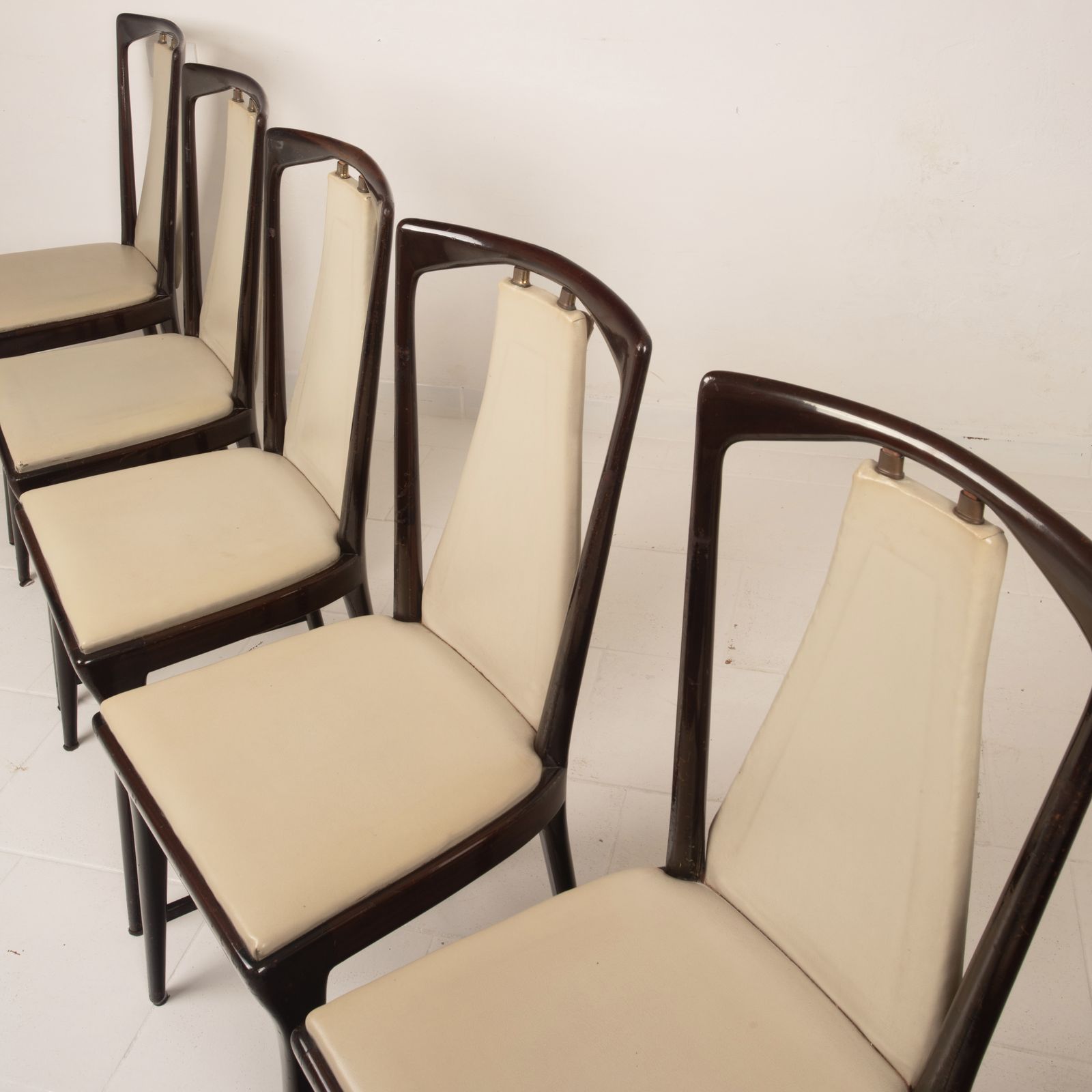 photo buy Osvaldo Borsani Mid Century Italian Mahogany Stained Dining Chairs For Abv 1950