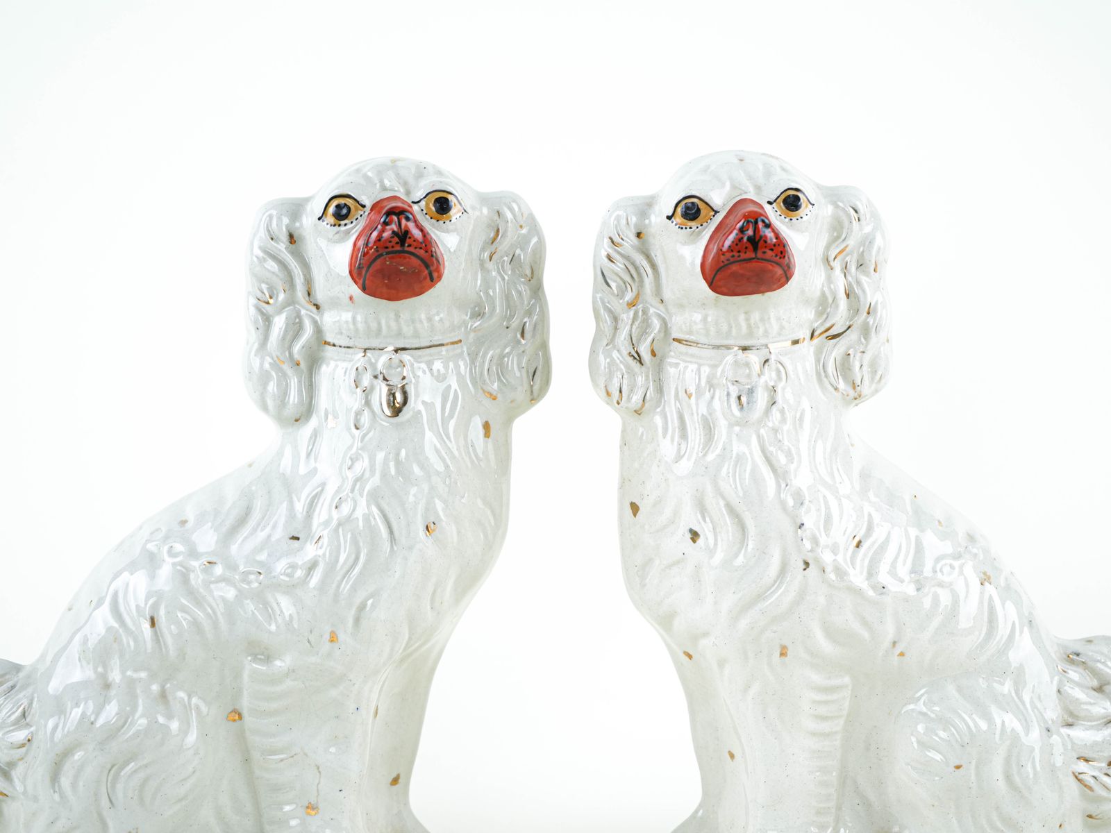 Figurines de cheminée en céramique, épagneuls de style Staffordshire, fabriqués en Angleterre photo Art