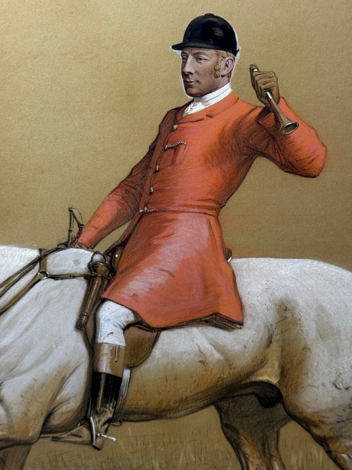 photo furniture 19th Century Large Hunting Painting With The Quorn Hunt Tom Firr Up Grey Signed Basil Nightingale