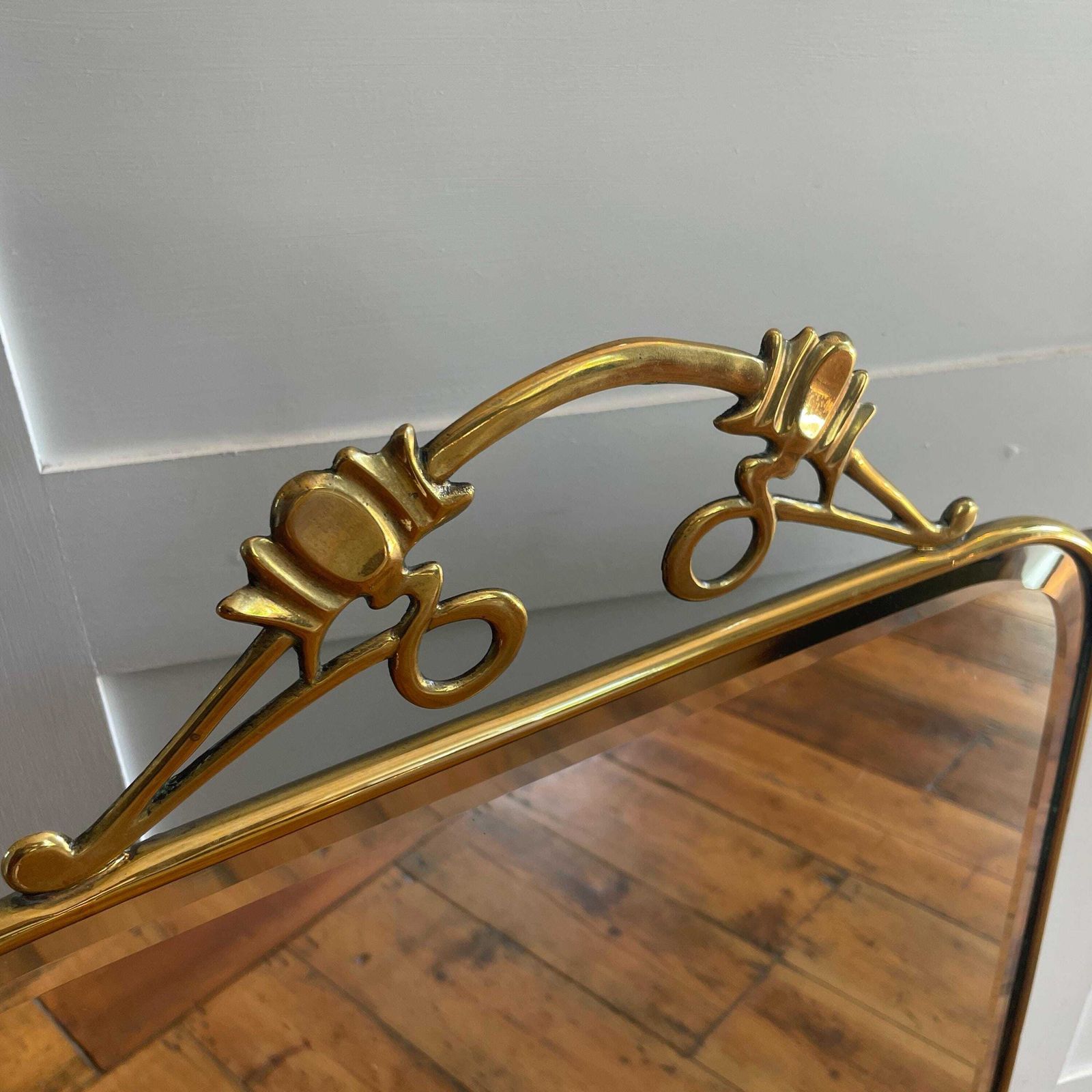 Art Nouveau Antique Fireguard Fireplace Screen Gold Brass Metal Frame Vintage Fire Guard Mirror Victorian Ornate Freestanding Detail photo furniture