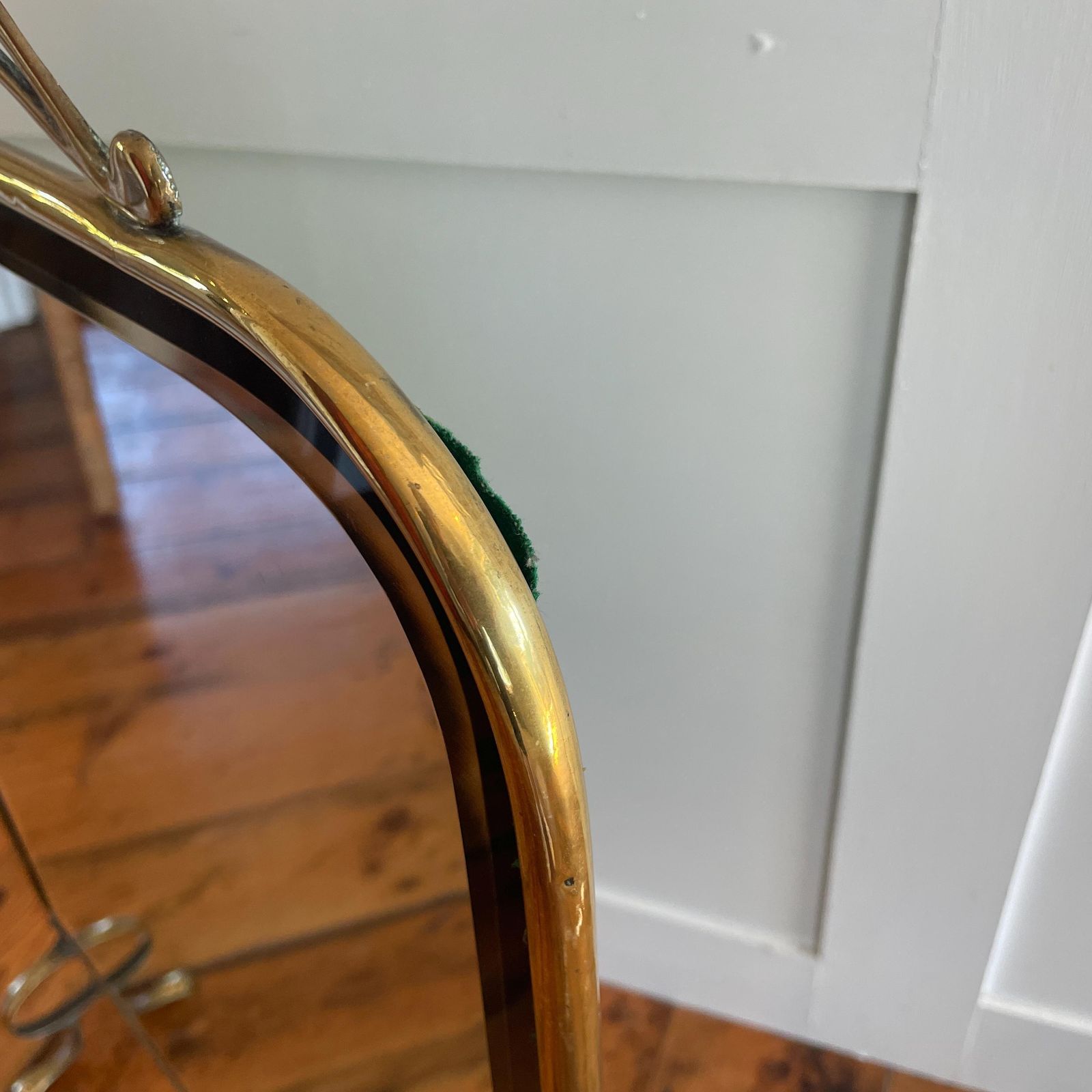 Art Nouveau Antique Fireguard Fireplace Screen Gold Brass Metal Frame Vintage Fire Guard Mirror Victorian Ornate Freestanding Detail photo vintage