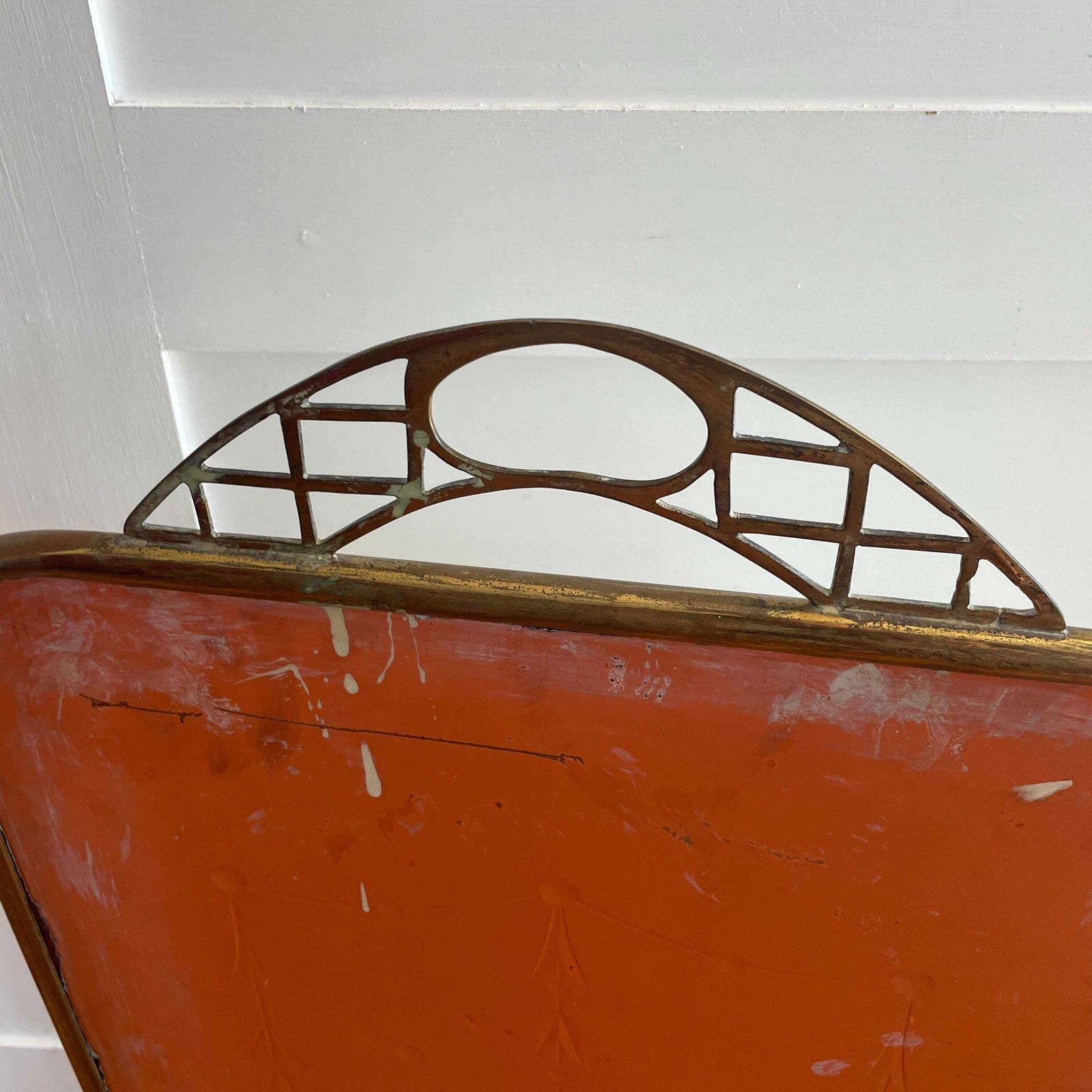 photo furniture Art Nouveau Antique Fireguard Fireplace Screen Gold Brass Metal Frame Vintage Fire Guard Mirror Victorian Ornate Freestanding Detail Pattern