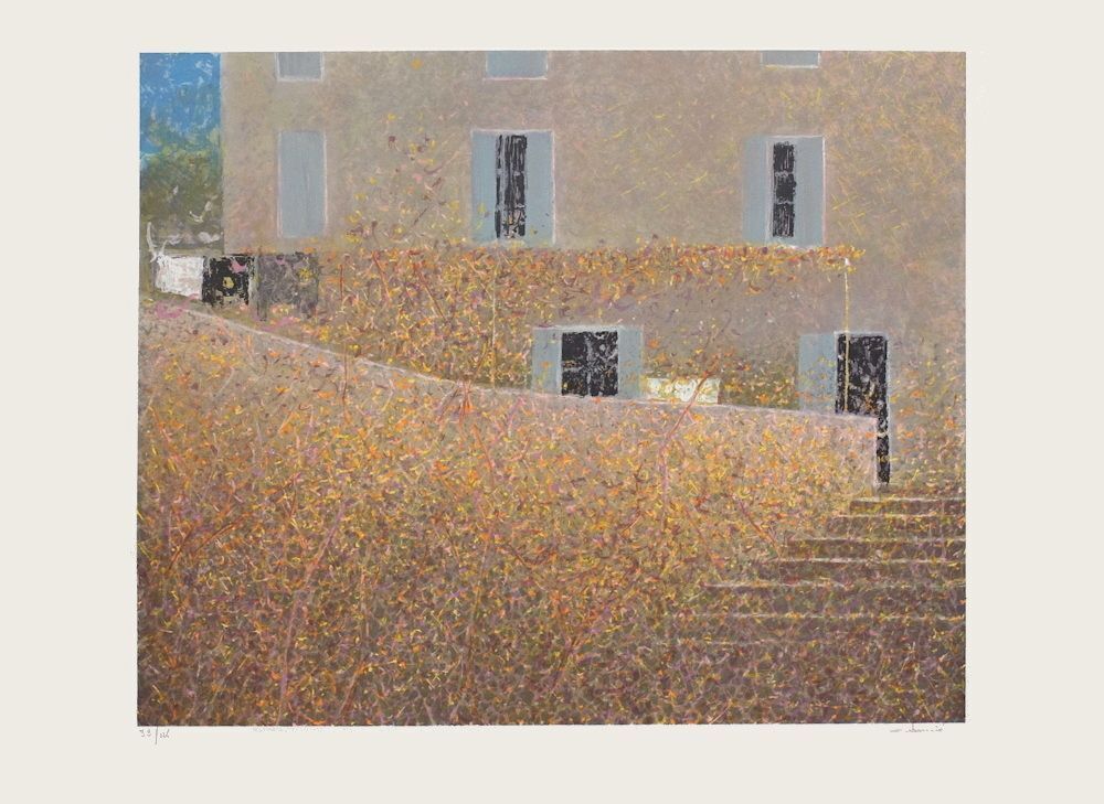 André Bourrié Signed Lithograph Fenêtre Ardéchoise
