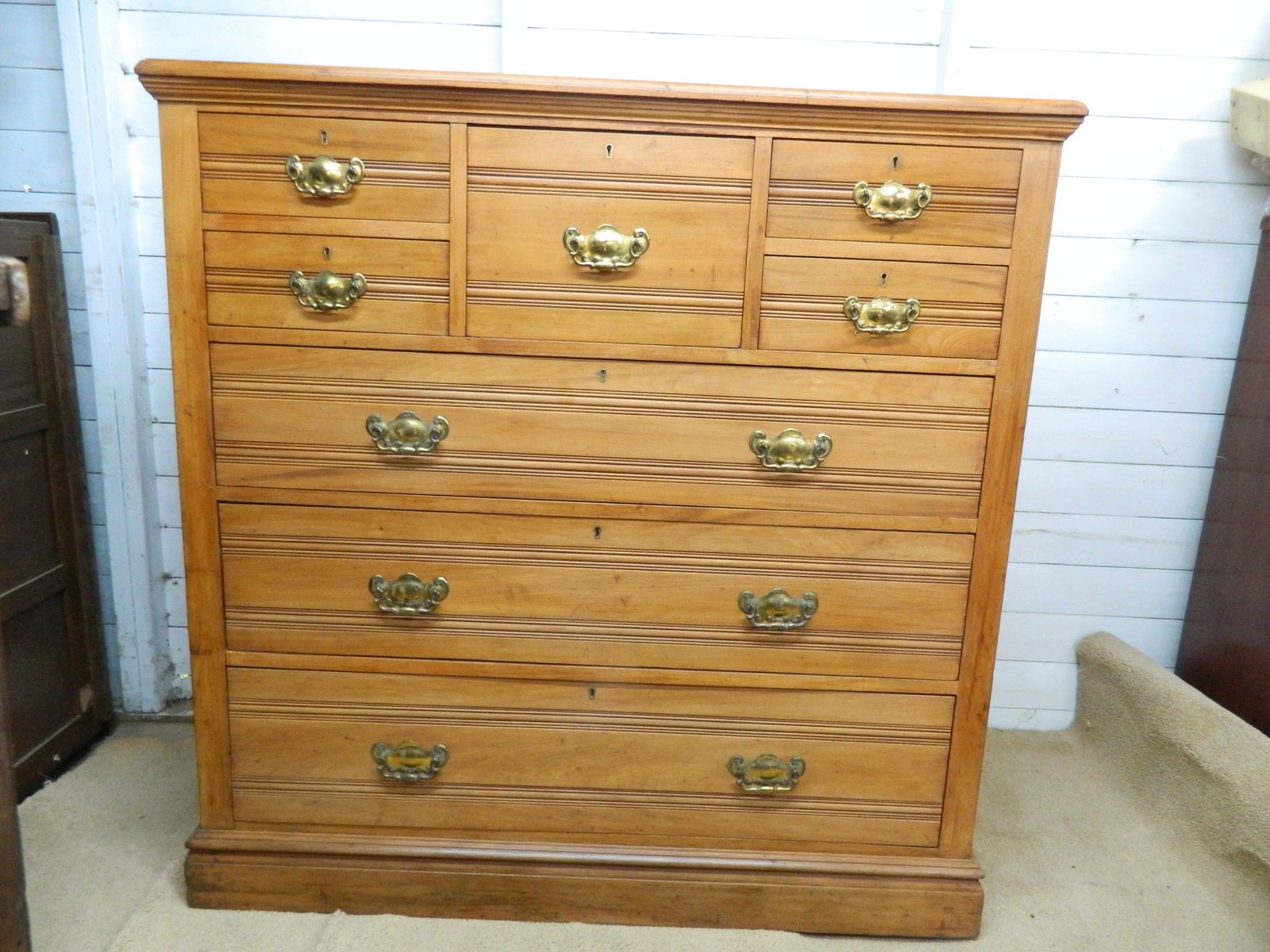 Edwardian Satin Walnut Large Chest Of Drawers