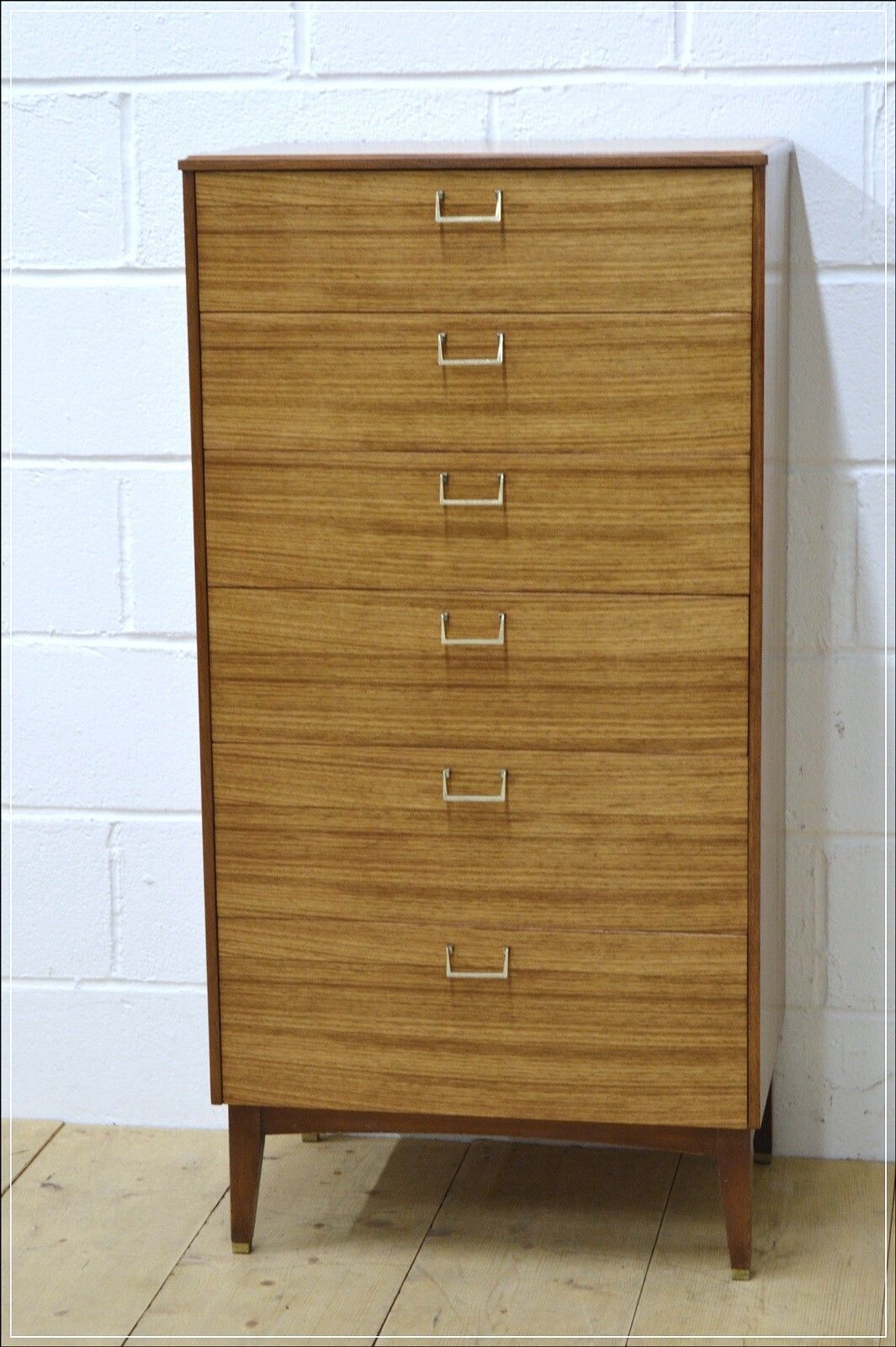 Mid Century Chest Of Drawers Teak Vintage Lebus Danish Design Tallboy Delivery photo Furniture