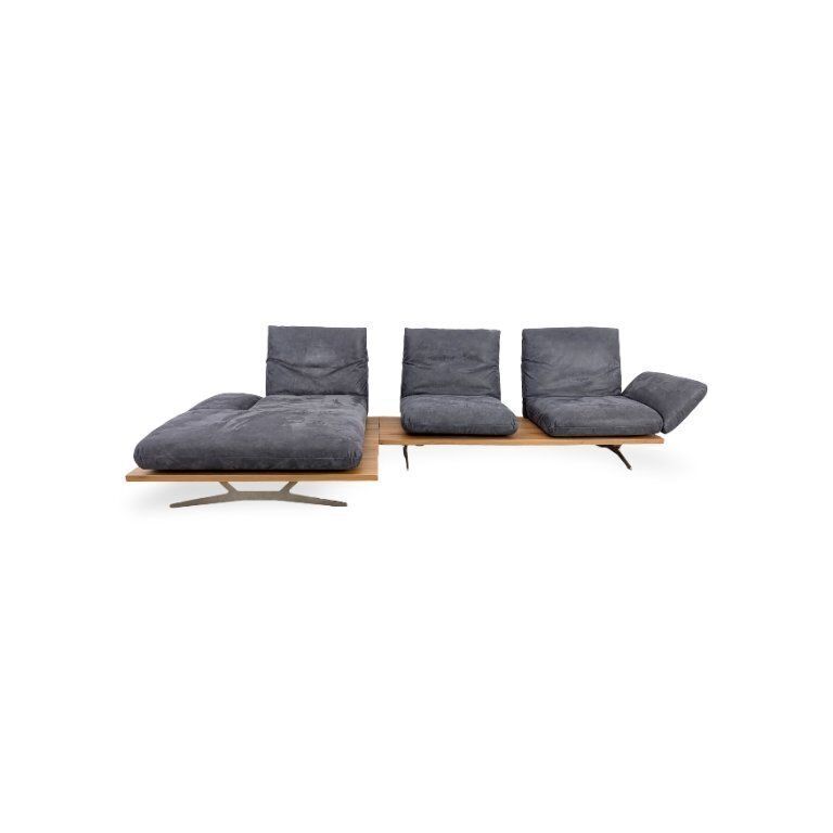 Original Koinor Schwof Corner Sofa, Designer Couch Bison 69, Blue Leather