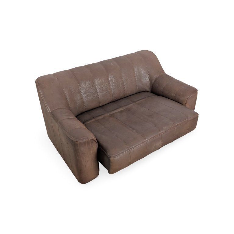 Lot de 2 canapés 2 places De Sede DS44 en cuir buffle brun photo vinterior