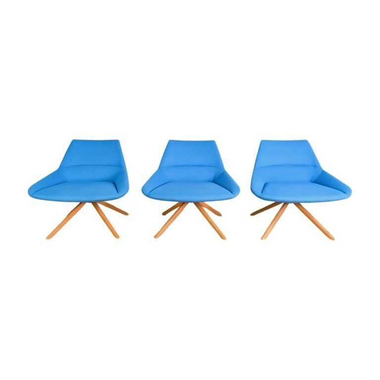 Lot de 3 fauteuils Inclass Pillet Dunas XL bleus, chaises de bureau et de salon