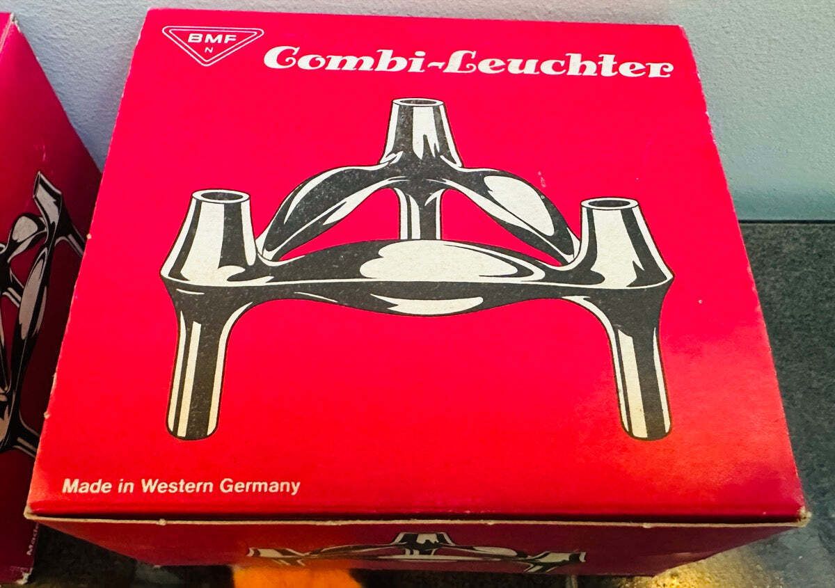 photo vintage 1960s Bmf Stoffi & Nagel Chrome Modular Candle Holder Inc Box