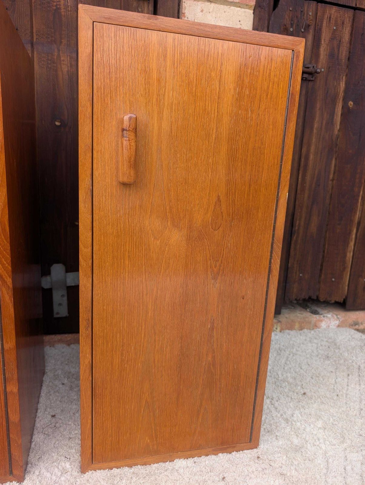 Pair Of Mid Century Teak Retro Mismatched Cupboards / Filing Cabinets photo vinterior
