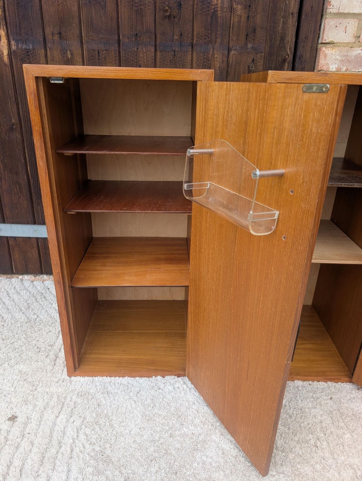Furniture Pair Of Mid Century Teak Retro Mismatched Cupboards / Filing Cabinets photo