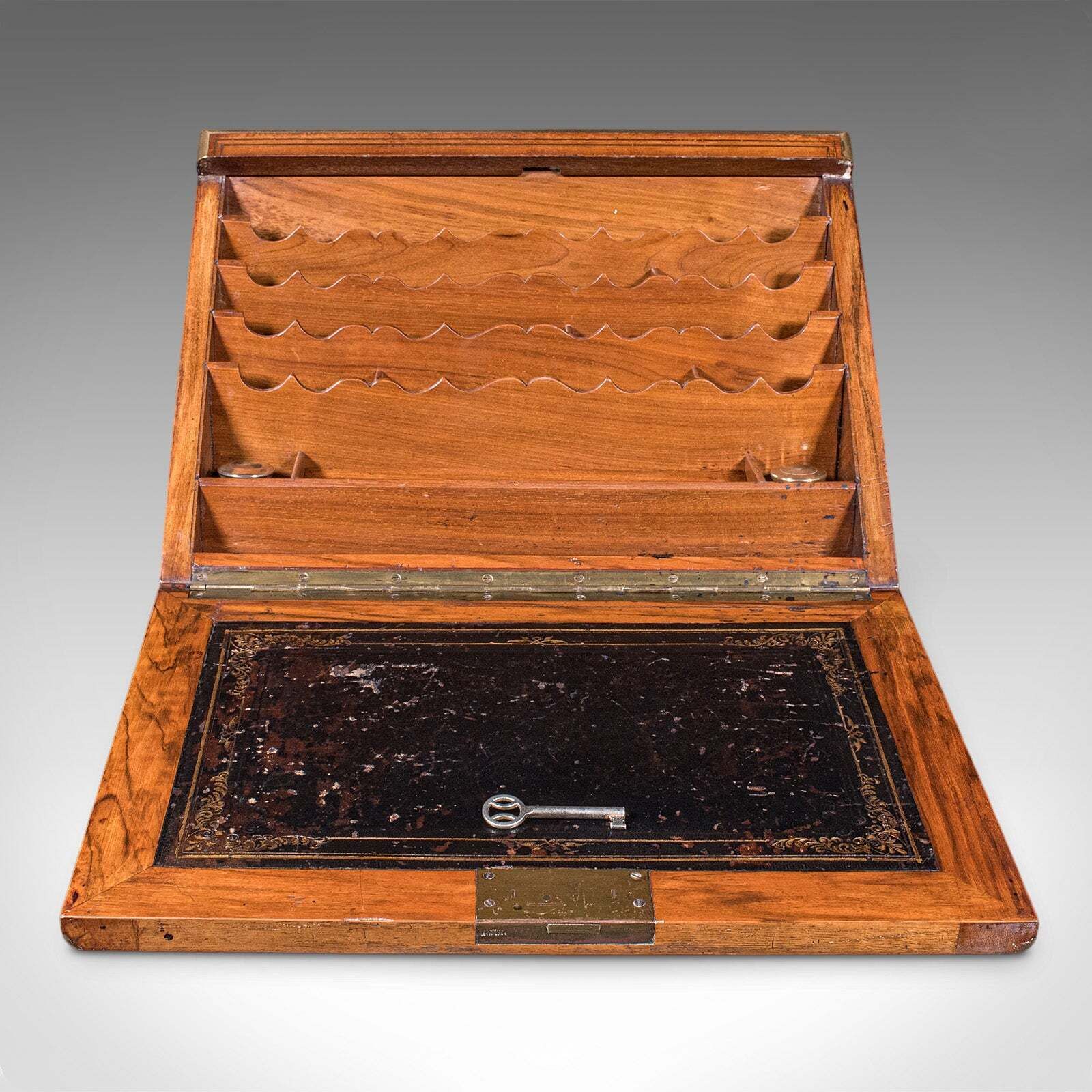 Antique Admiral's Writing Station, English, Walnut, Stationery Case, Regency photo Home Decor