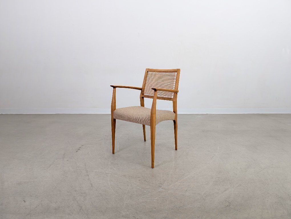 Midcentury Chair  Birch Cane Webbing Vintage Armchair photo vinterior