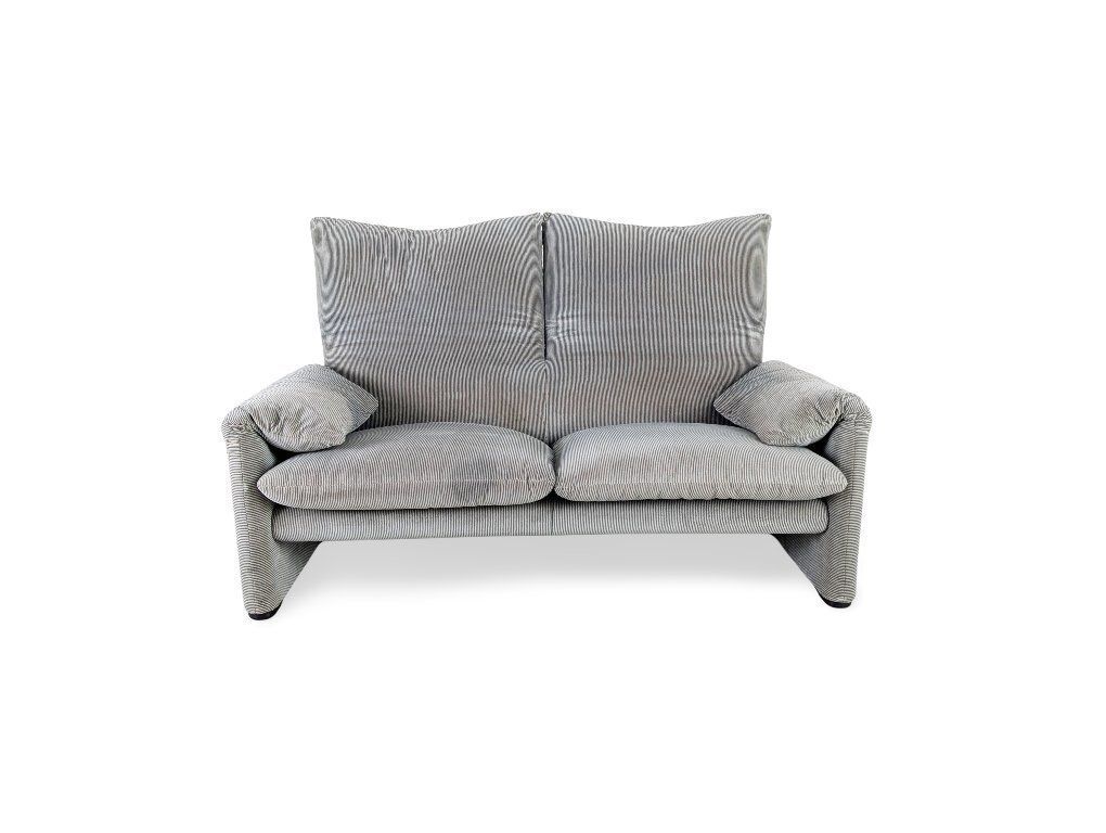 Cassina Maralunga Tweezitsbank Vico Magistretti Corduroy Stof Bruin Grijs