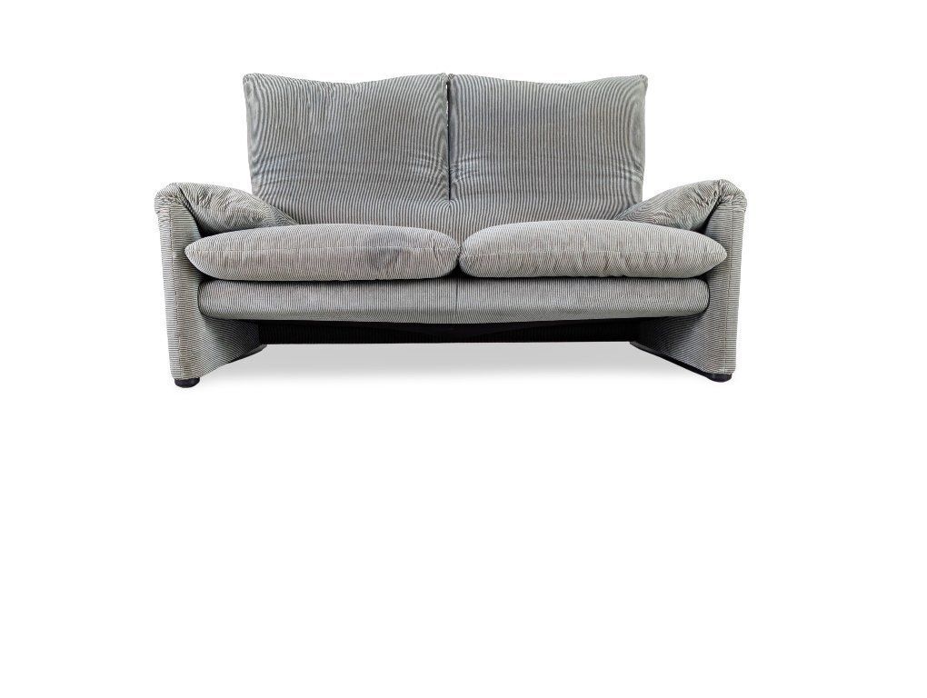 Cassina Maralunga Two Seater Sofa Vico Magistretti Corduroy Fabric Brown Grey photo furniture