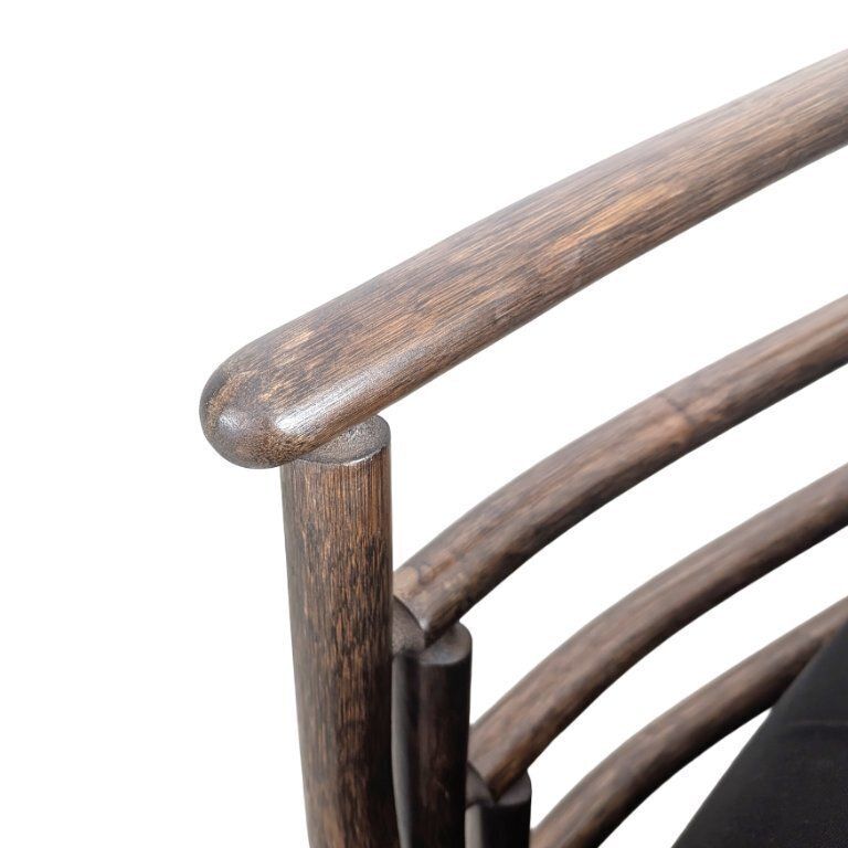 Italiaanse Mid-Century bank – bamboe design, bruin leer photo vintage