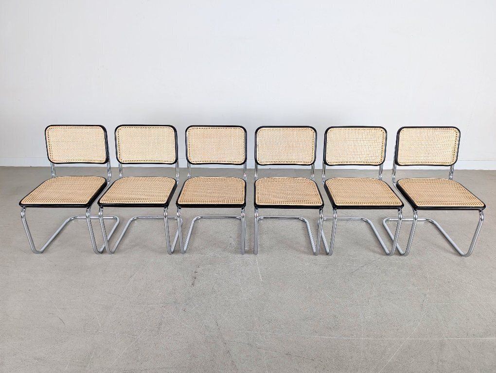 Set Van 6 Thonet Cantilever Stoelen S32 V Breuer Met Nieuw Weens Vlechtwerk photo Meubels