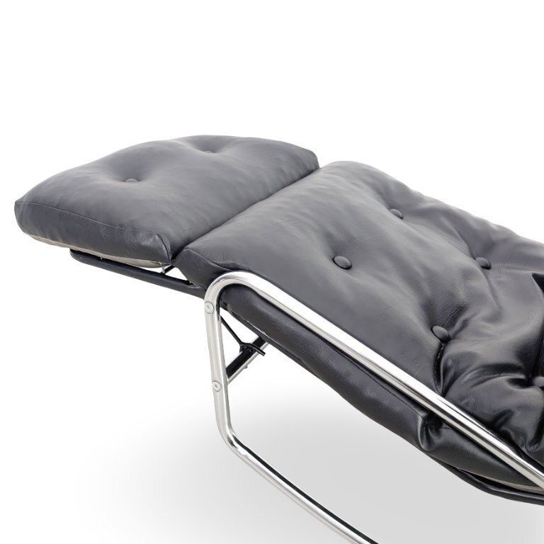 Fauteuil à bascule Lama Design en cuir noir, Bauhaus photo vintage