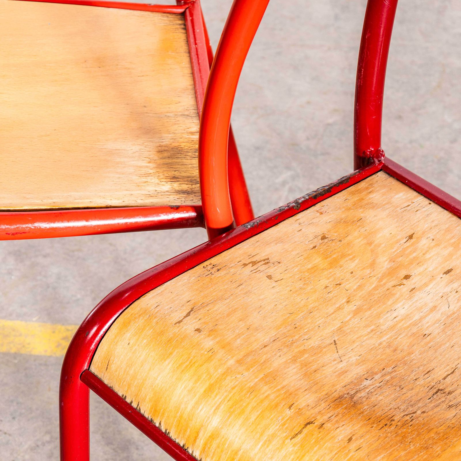 1970s Red Mullca Stacking Dining Chair – Beech Seat photo Furniture