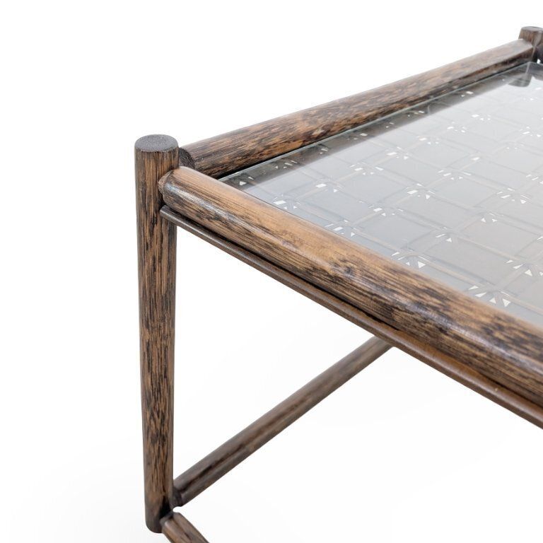Table basse bambou et verre mid-century, table d'appoint vintage photo buy