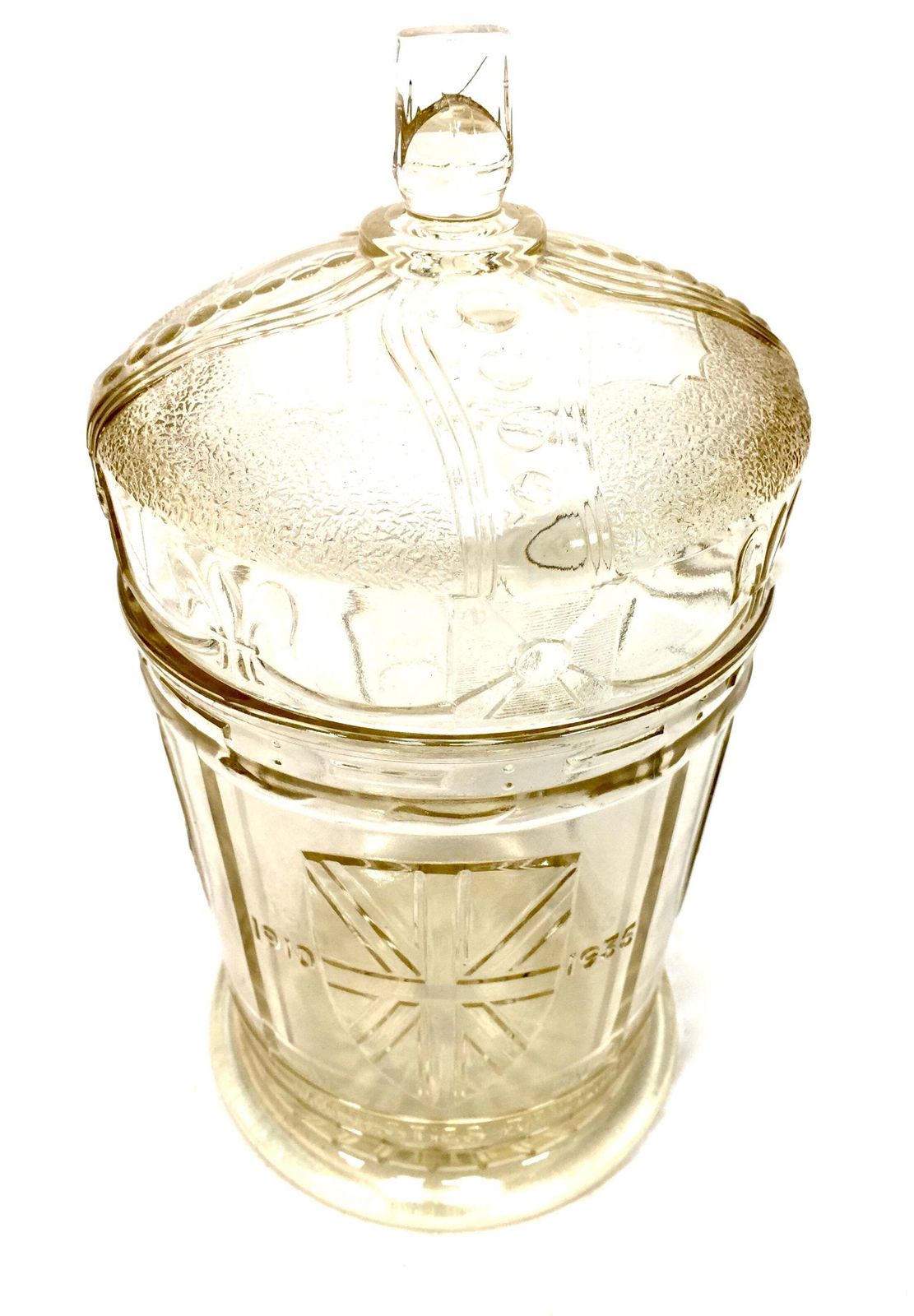 Vintage Glass Silver Jubilee George V Commemorative Jar Biscuit Barrel C.1935 photo Home Decor
