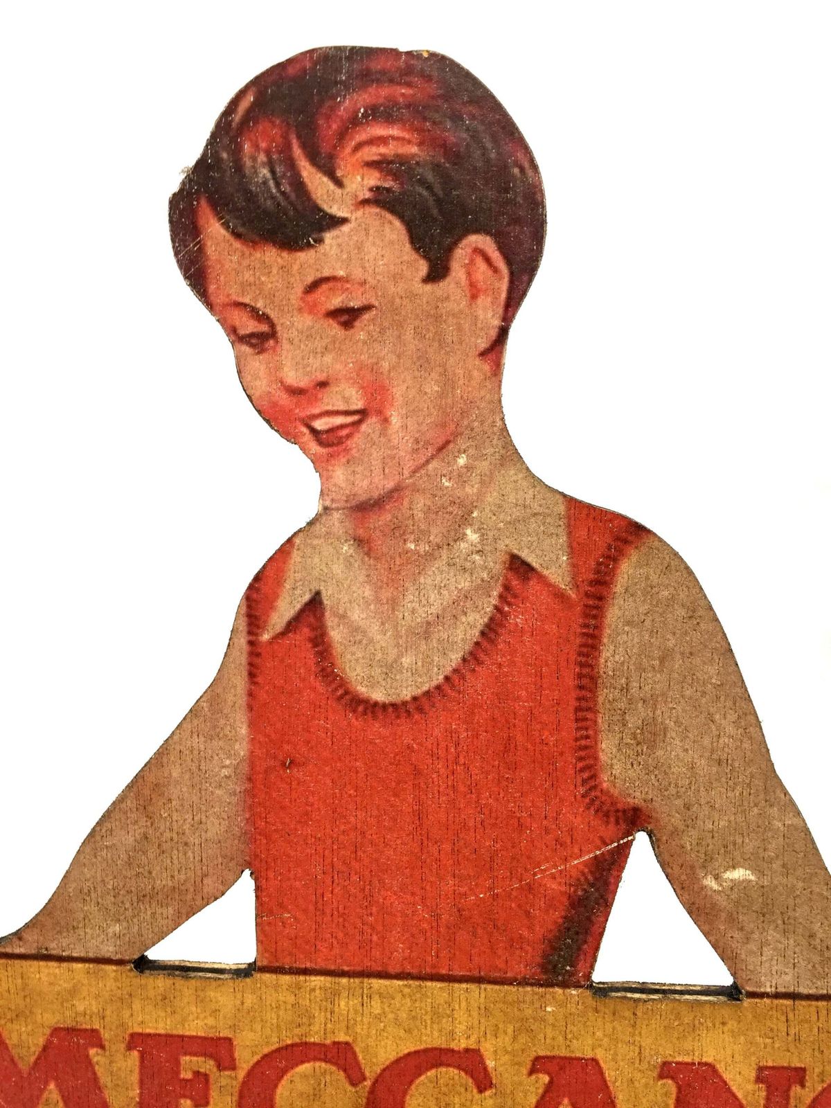 Vintage Advertising   Meccano Toys Wooden Boy Printed Shop Display Sign photo furniture