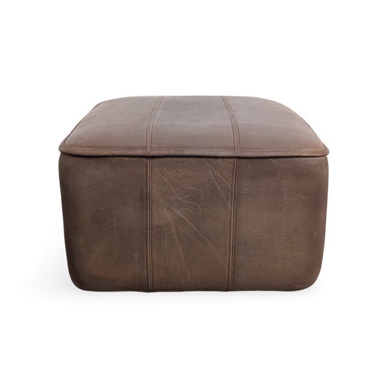 2 poufs de Sede mid-century en cuir de buffle, marron