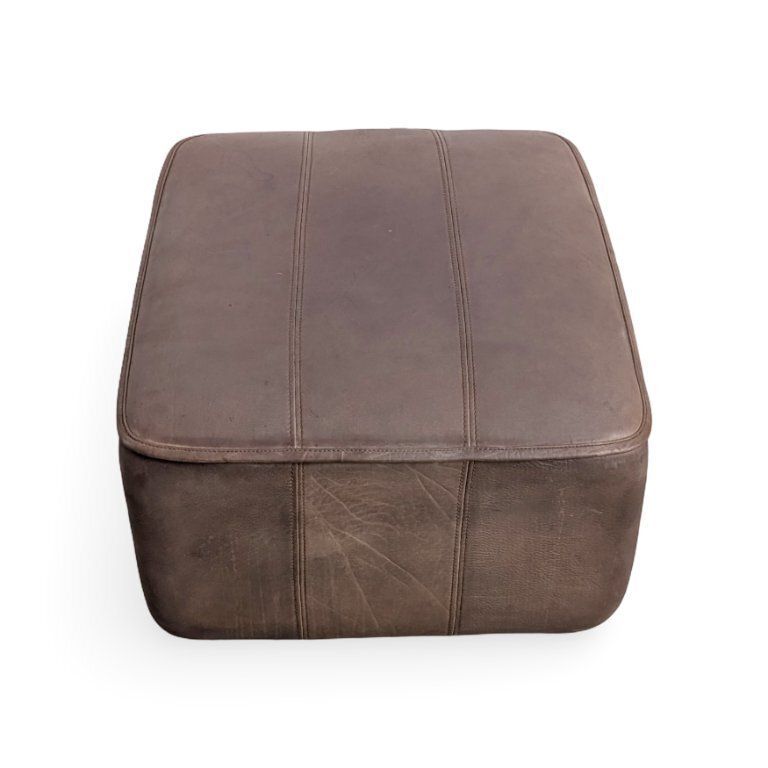 2x Original Mid Century De Sede Ottoman Stools, Buffalo Leather, Brown photo furniture