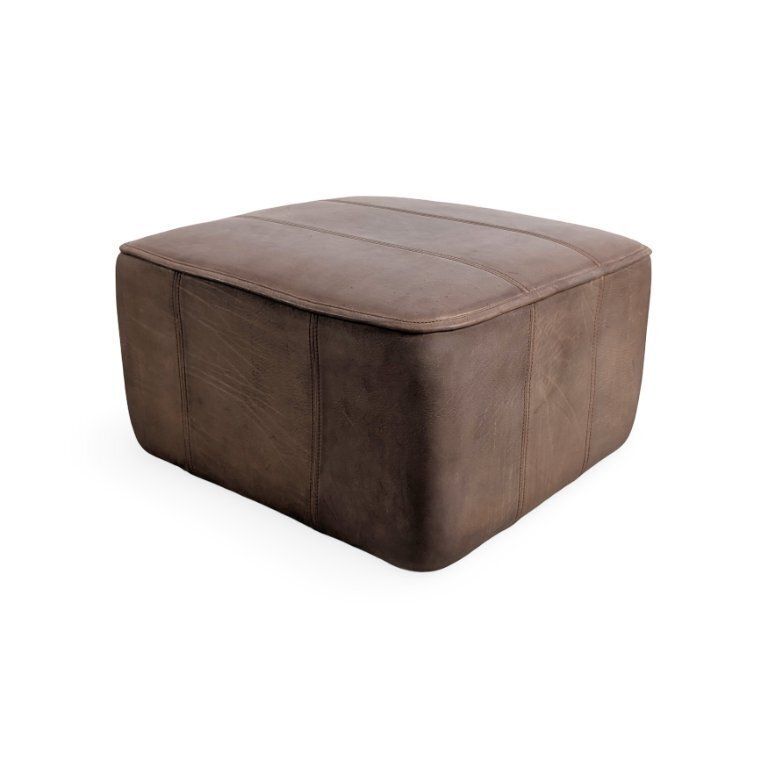 2 poufs de Sede mid-century en cuir de buffle, marron photo for sale