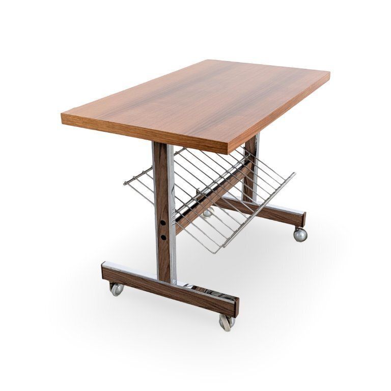 Midcentury Side Table, Vintage Coffee Table, Teak Newspaper Trolley photo furniture