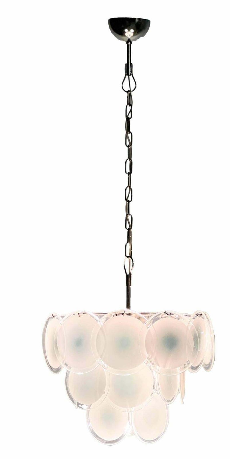 Disc White Murano Glass Chandelier By Vistosi photo vinterior