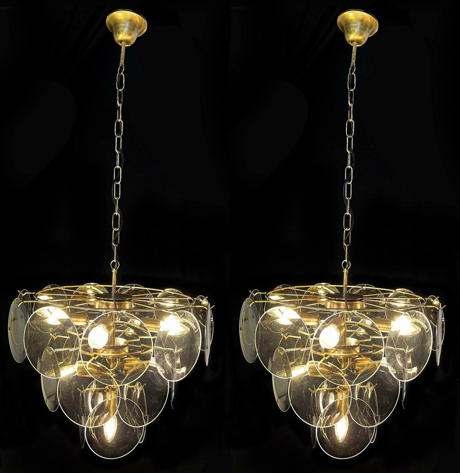 photo furniture Fumé Murano Disc Glass Chandelier By Vistosi