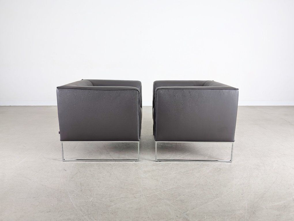 2x Original Cor Mell Armchairs, Leather, Grey Anthracite, Design Lounge photo buy