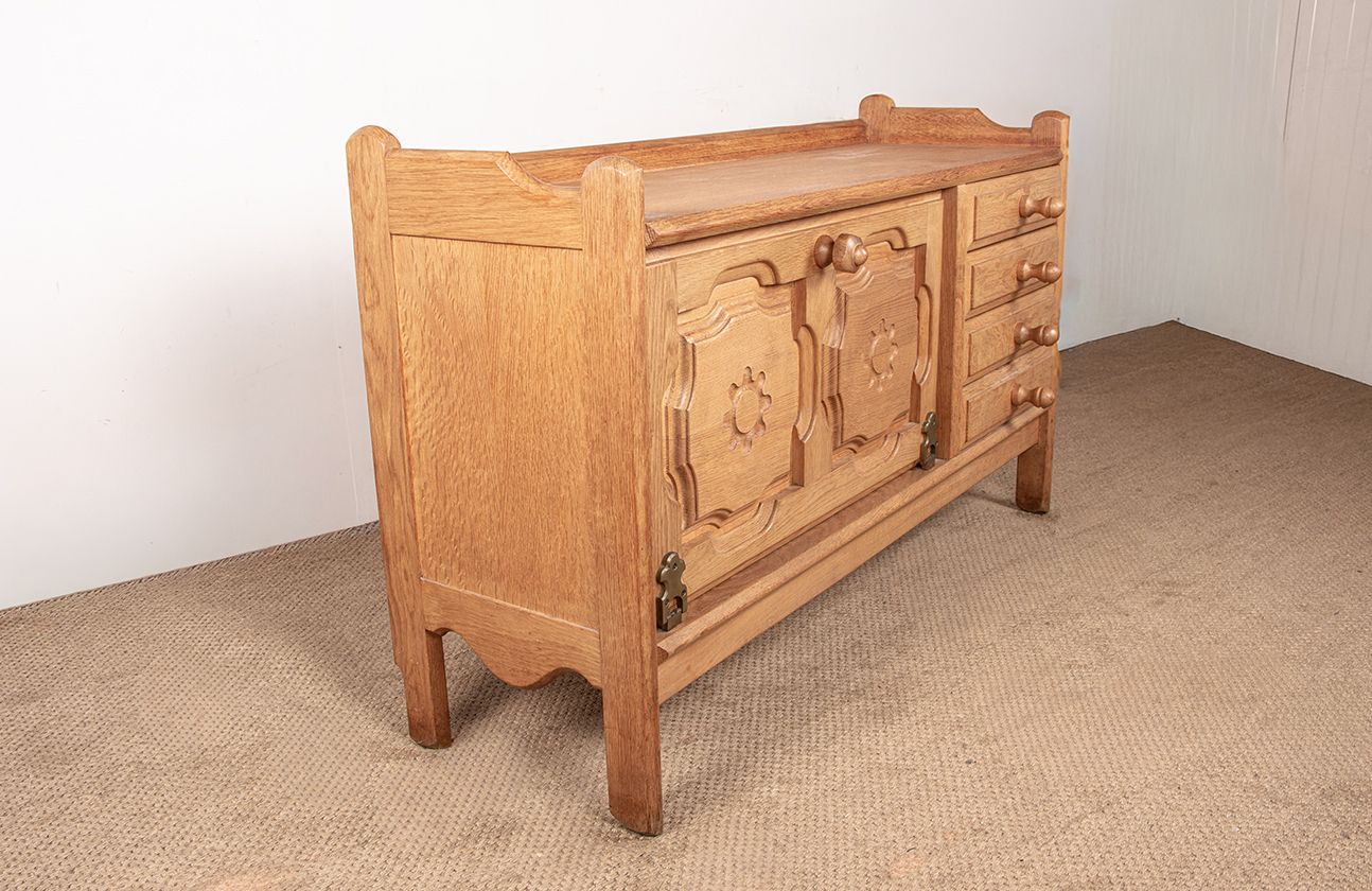 Furniture Oak Sideboard By Guillerme And Chambron For Votre Maison 1960. photo