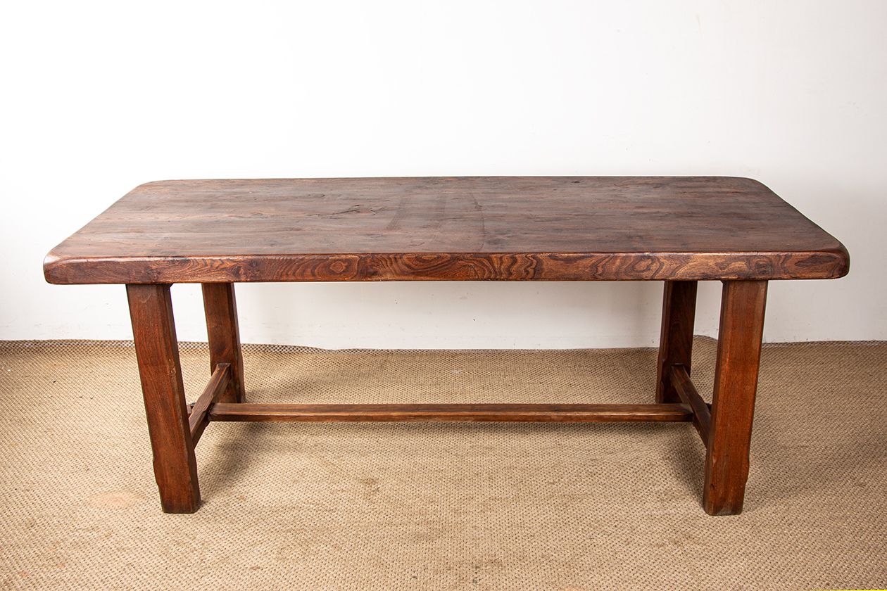 Grande table à manger brutaliste en orme massif, dans le style de Olavi Hanninen, 1960. photo buy