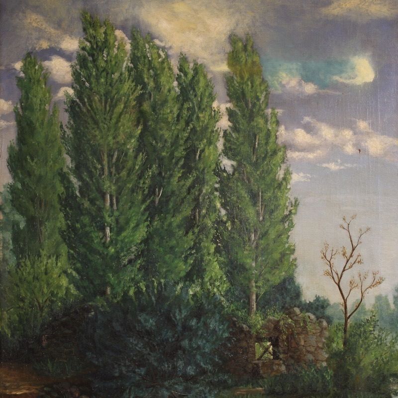 Peinture espagnole de paysage, signée C. Coll 1883 photo vinterior