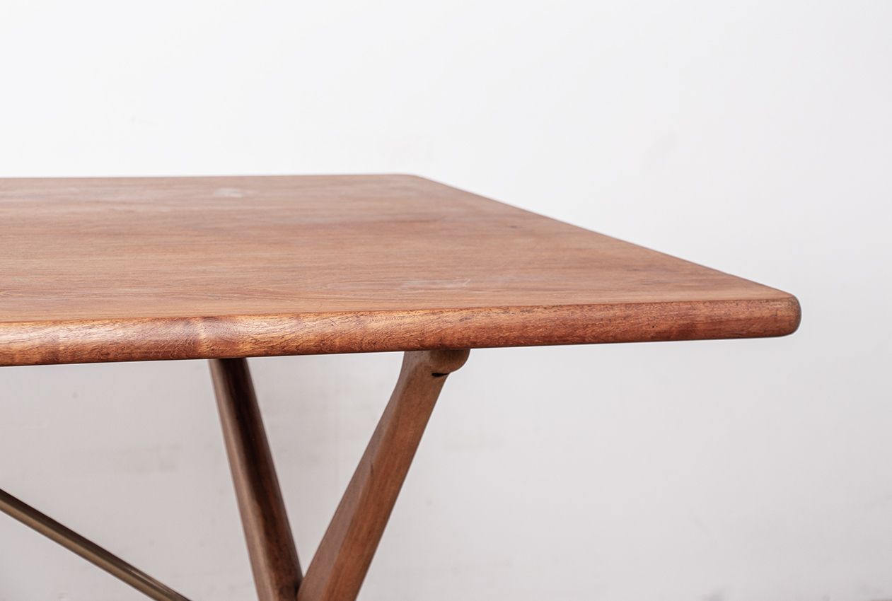 Danish Dining Table In Solid Teak And Beech And Brass, Model At 303 By Hans Wegner For Andreas Tuck 1960. photo Furniture