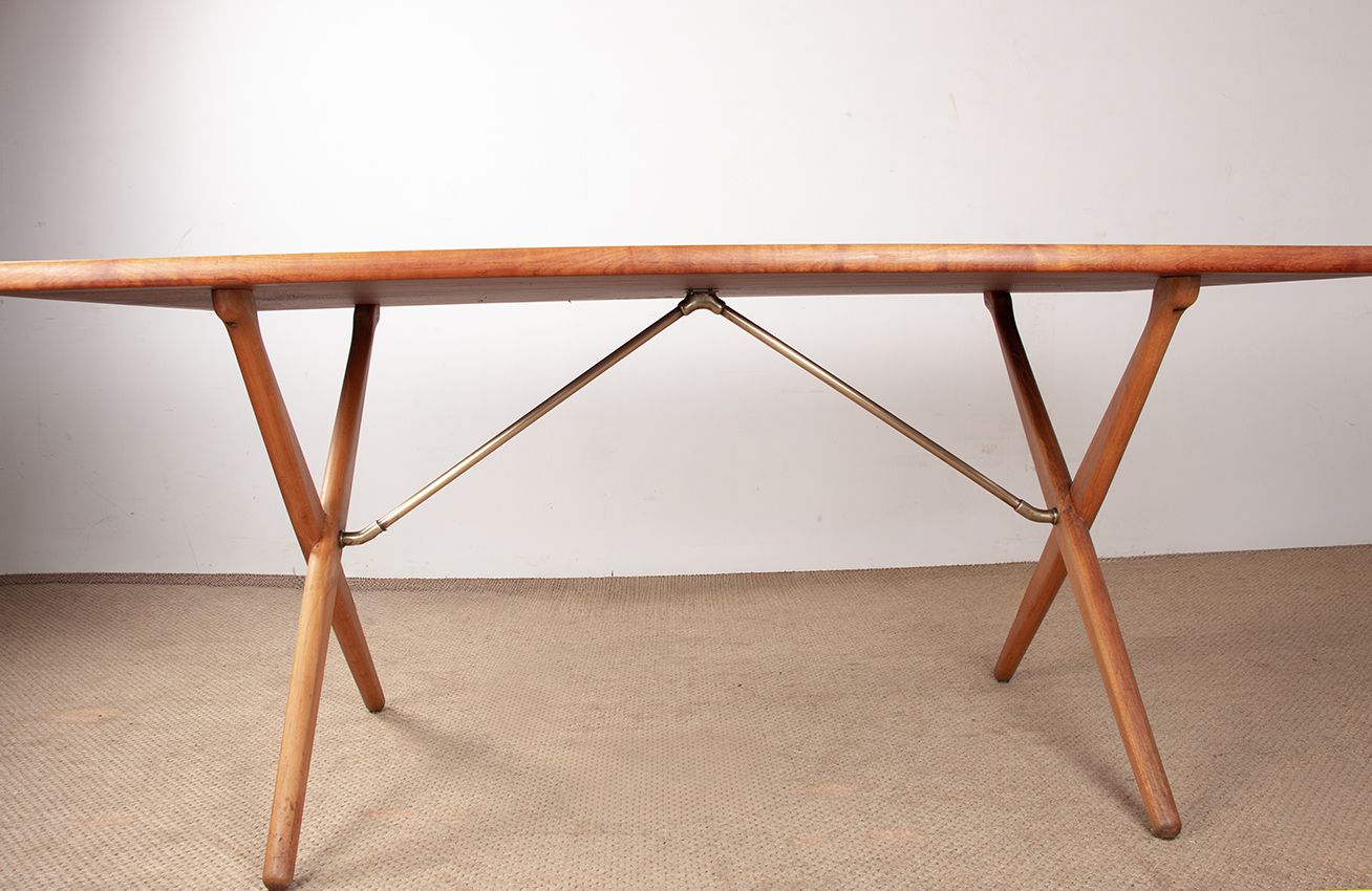 4000.0 Danish Dining Table In Solid Teak And Beech And Brass, Model At 303 By Hans Wegner For Andreas Tuck 1960. photo