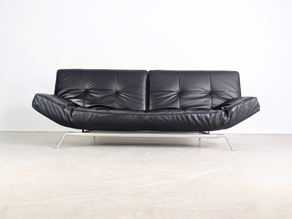 Ligne Roset Smala Bank – Leer, Zwart – Design, Frankrijk photo for sale