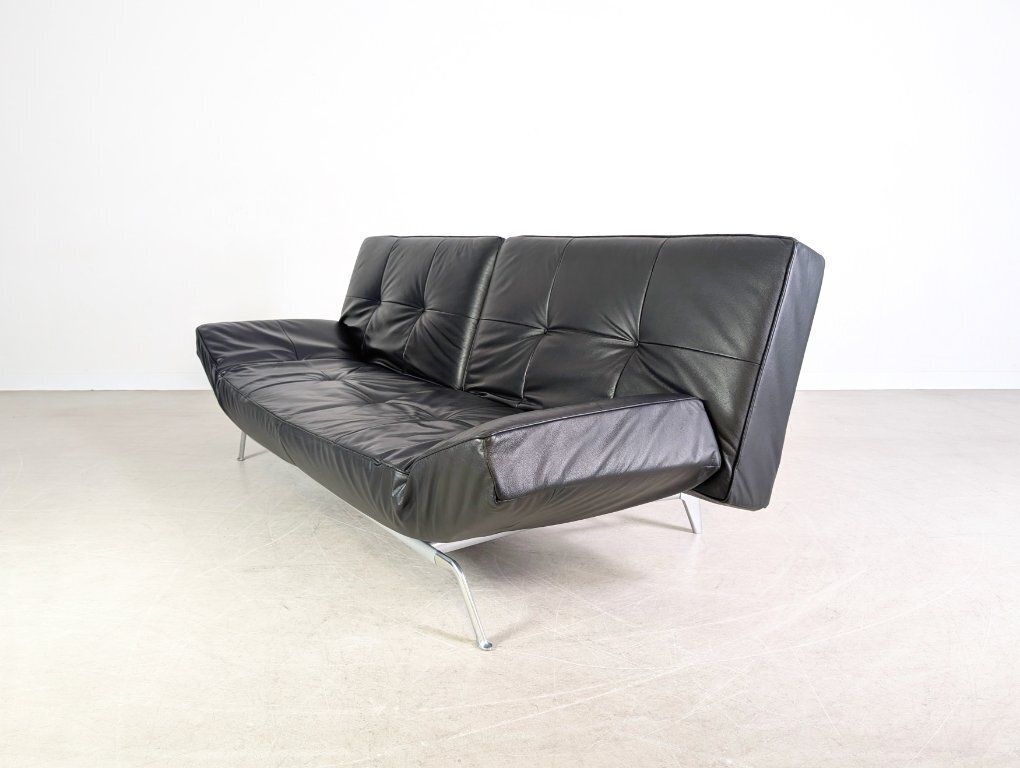 Ligne Roset Smala Bank – Leer, Zwart – Design, Frankrijk photo vinterior