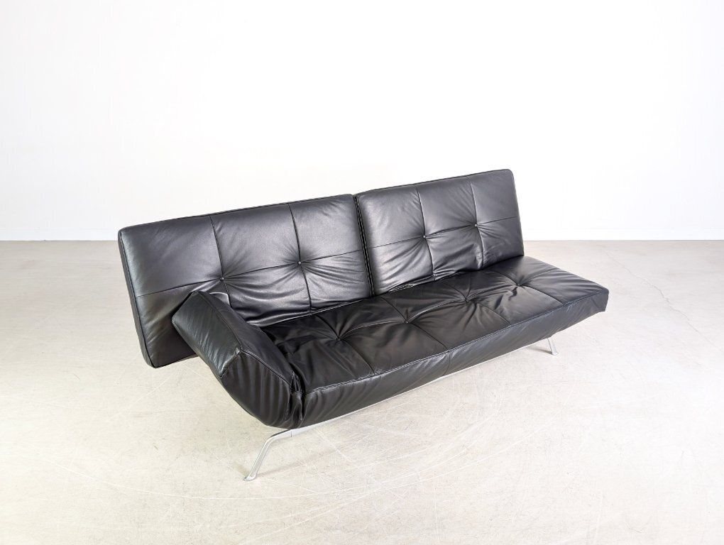 photo furniture Ligne Roset Smala Bank – Leer, Zwart – Design, Frankrijk