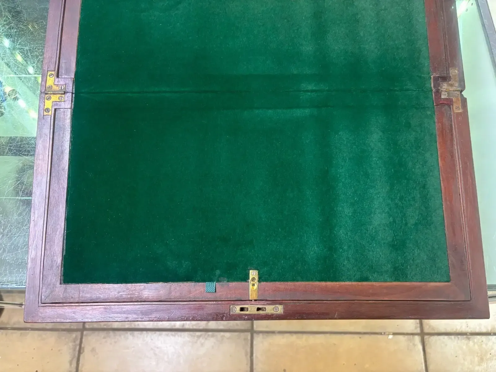 Antique Victorian Rosewood & Brass Writing Slope With Green Felt Interior photo 295.0