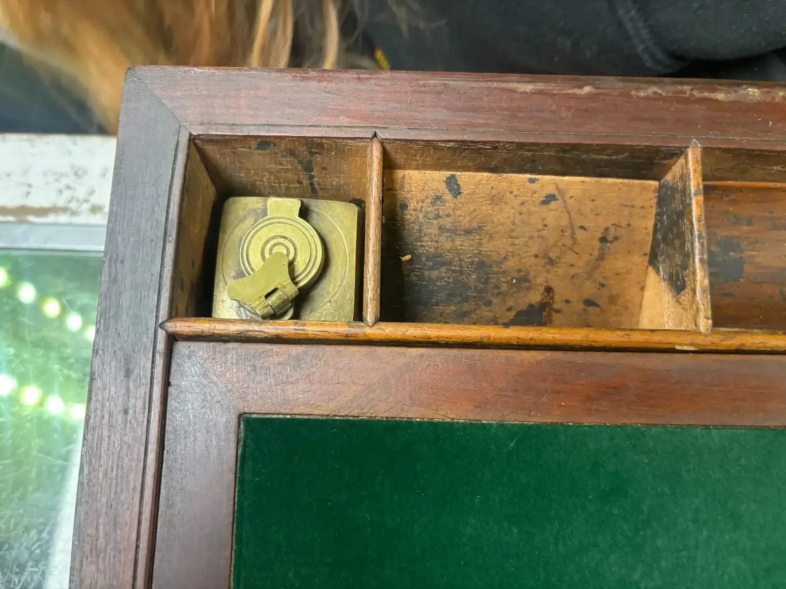 Antique Victorian Rosewood & Brass Writing Slope With Green Felt Interior photo buy