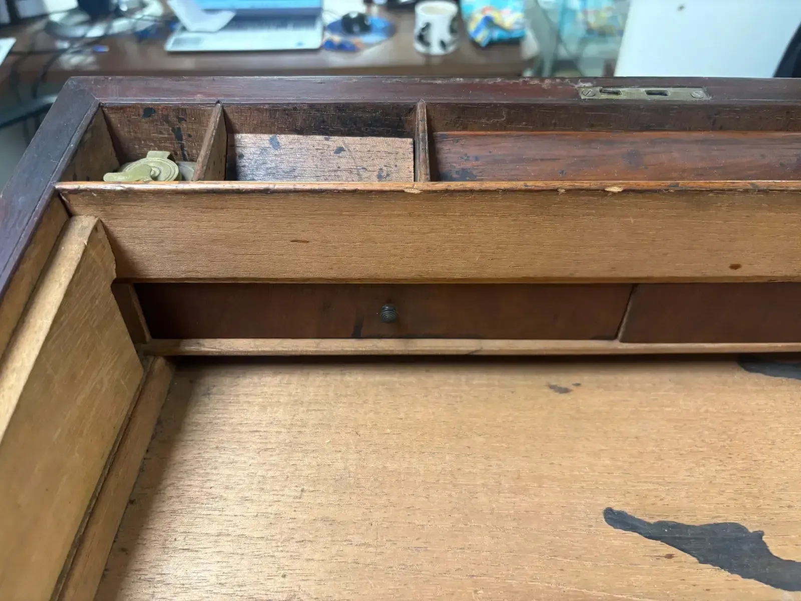 Home Decor Antique Victorian Rosewood & Brass Writing Slope With Green Felt Interior photo